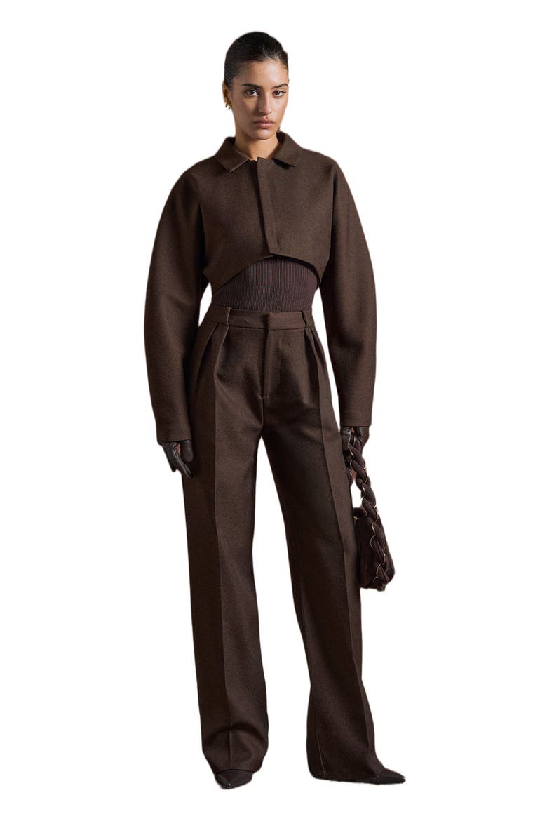 Elya Tailored Super Cropped Jacket, Alternate, color, Brown