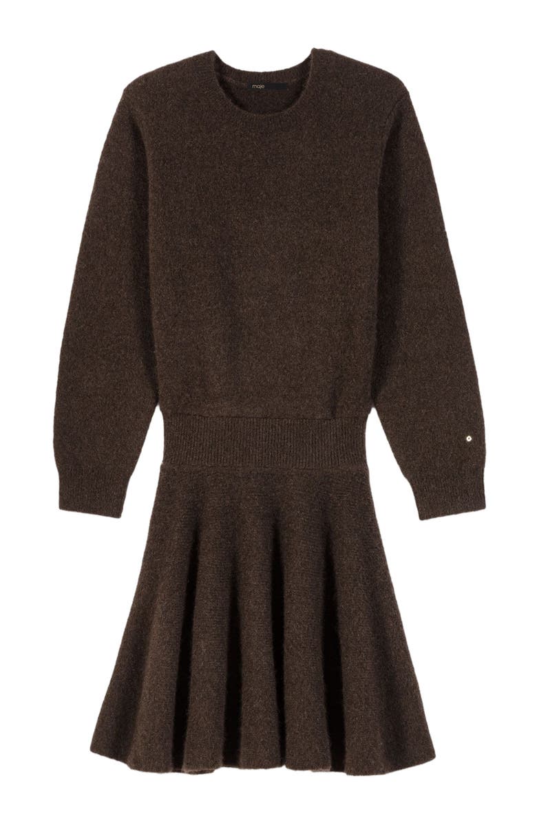 maje Mini yak blend dress, Alternate, color, Dark Brown