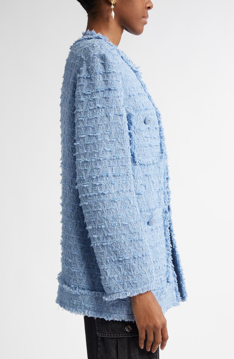 Dolce&Gabbana Fringe Tweed Collarless Jacket, Alternate, color, 