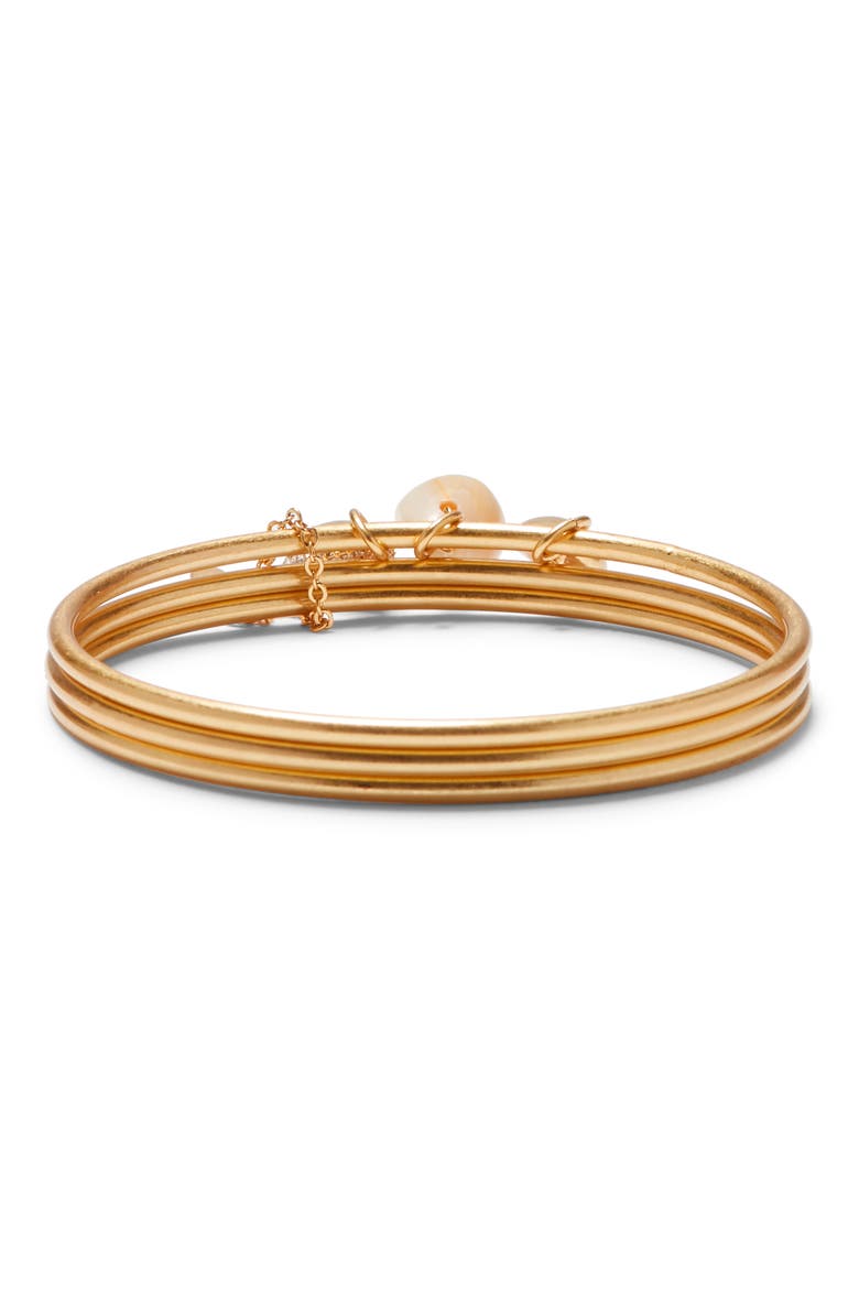 Charm Triple Layer Bangle Bracelet, Alternate, color, GOLD/ IVORY