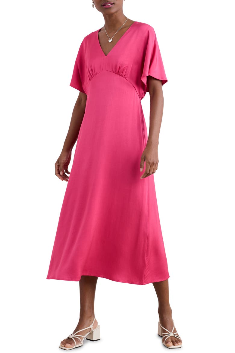 Evenglow Dolman Sleeve Satin Dress, Main, color, TULIP
