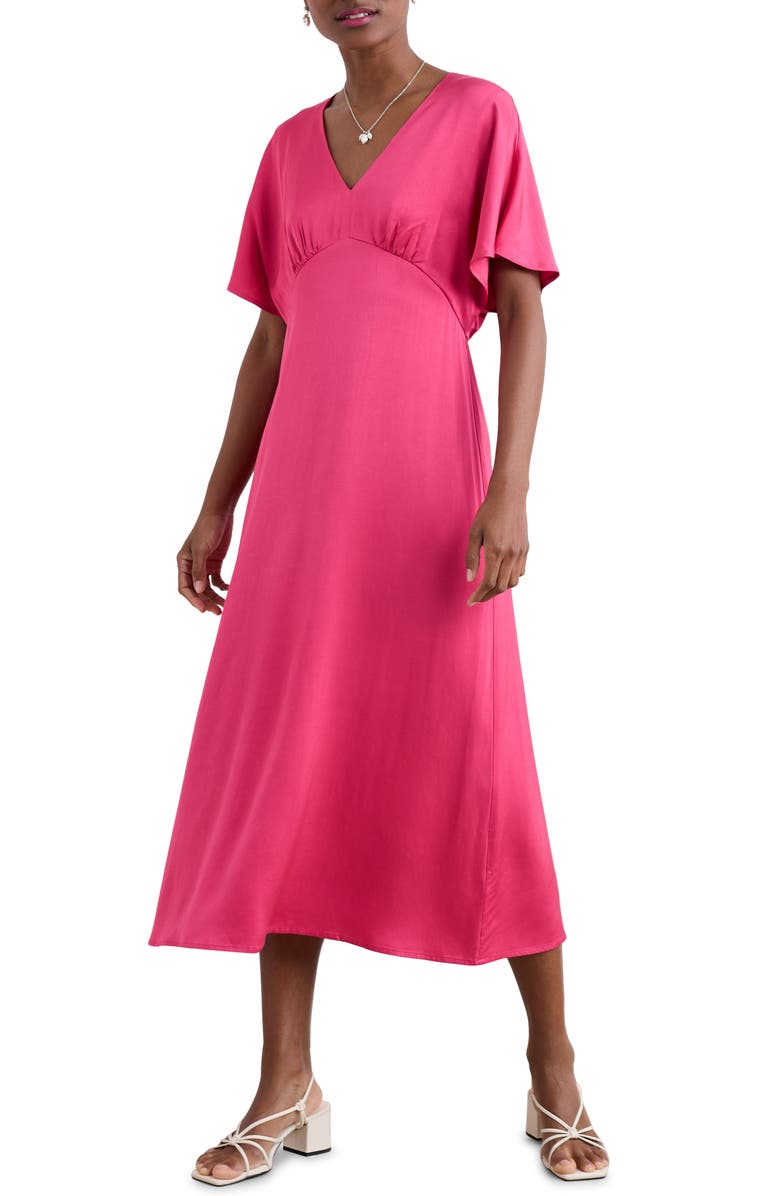 Seasalt Cornwall Evenglow Dolman Sleeve Satin Dress, Main, color, Tulip