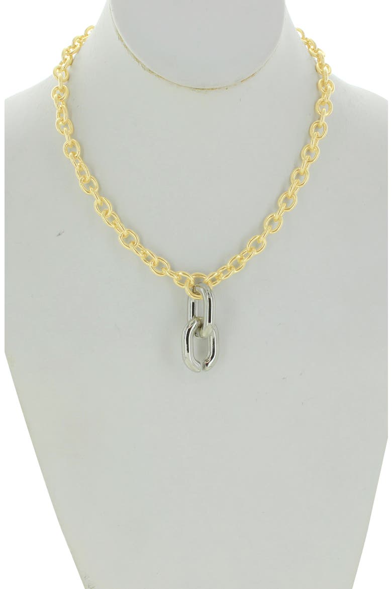 Duo Pendant Necklace, Alternate, color, GOLD / SILVER