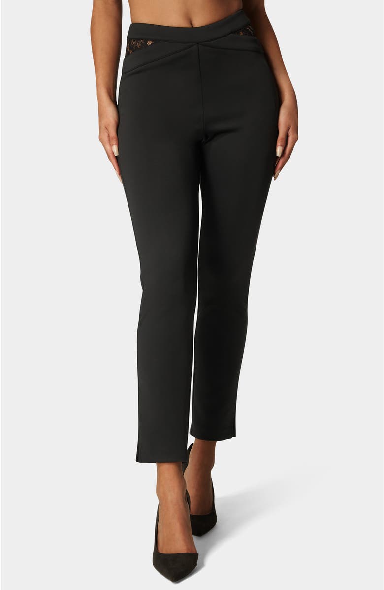 bebe Scuba High Waist Slim Leg Pant, Main, color, Black