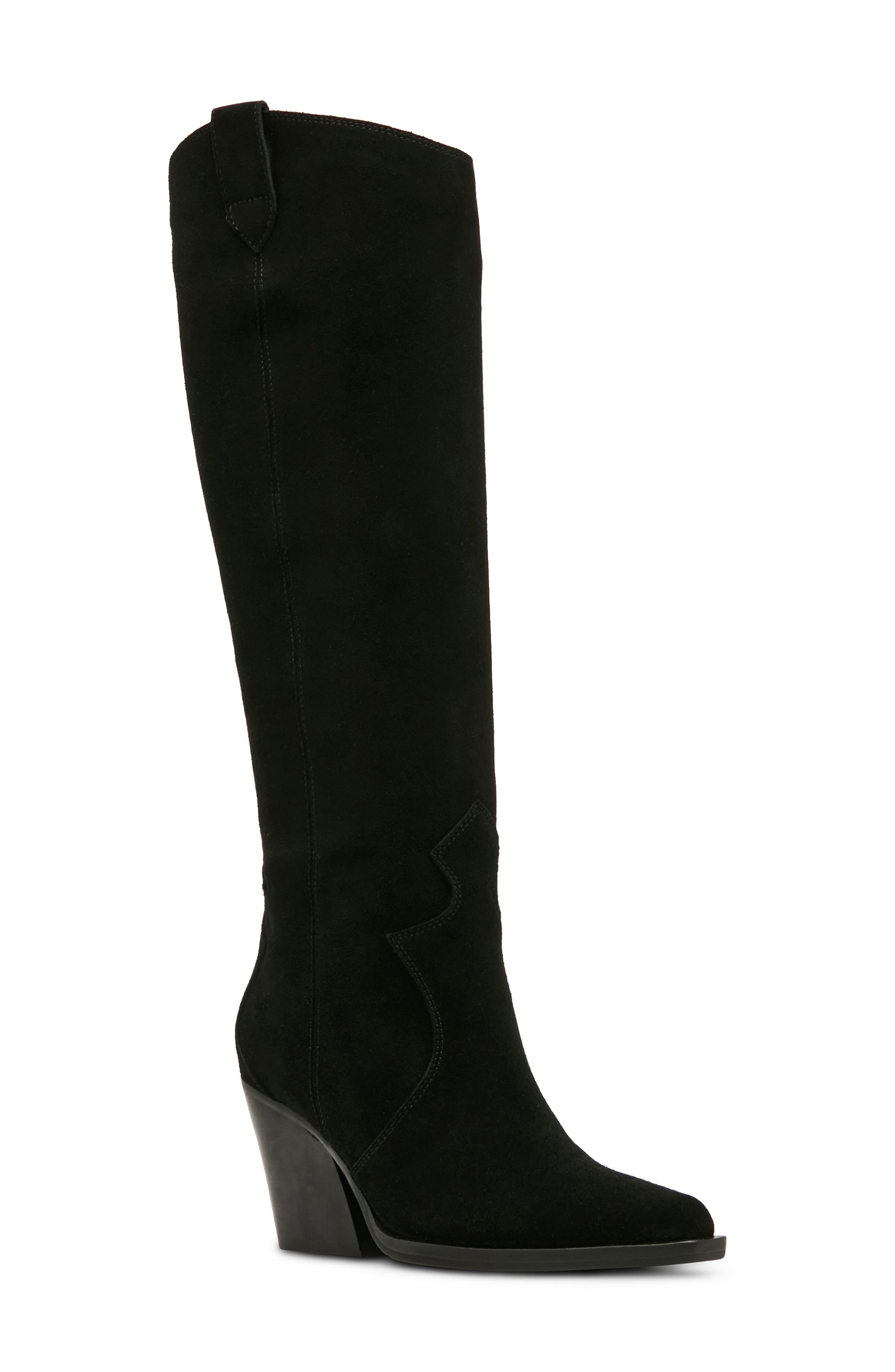Opal Waterproof Leather Knee High Boot, Main, color, BLACK SUEDE