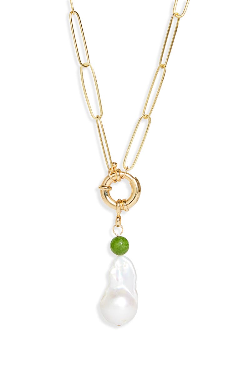 Matera Baroque Pearl Necklace, Main, color, GOLD