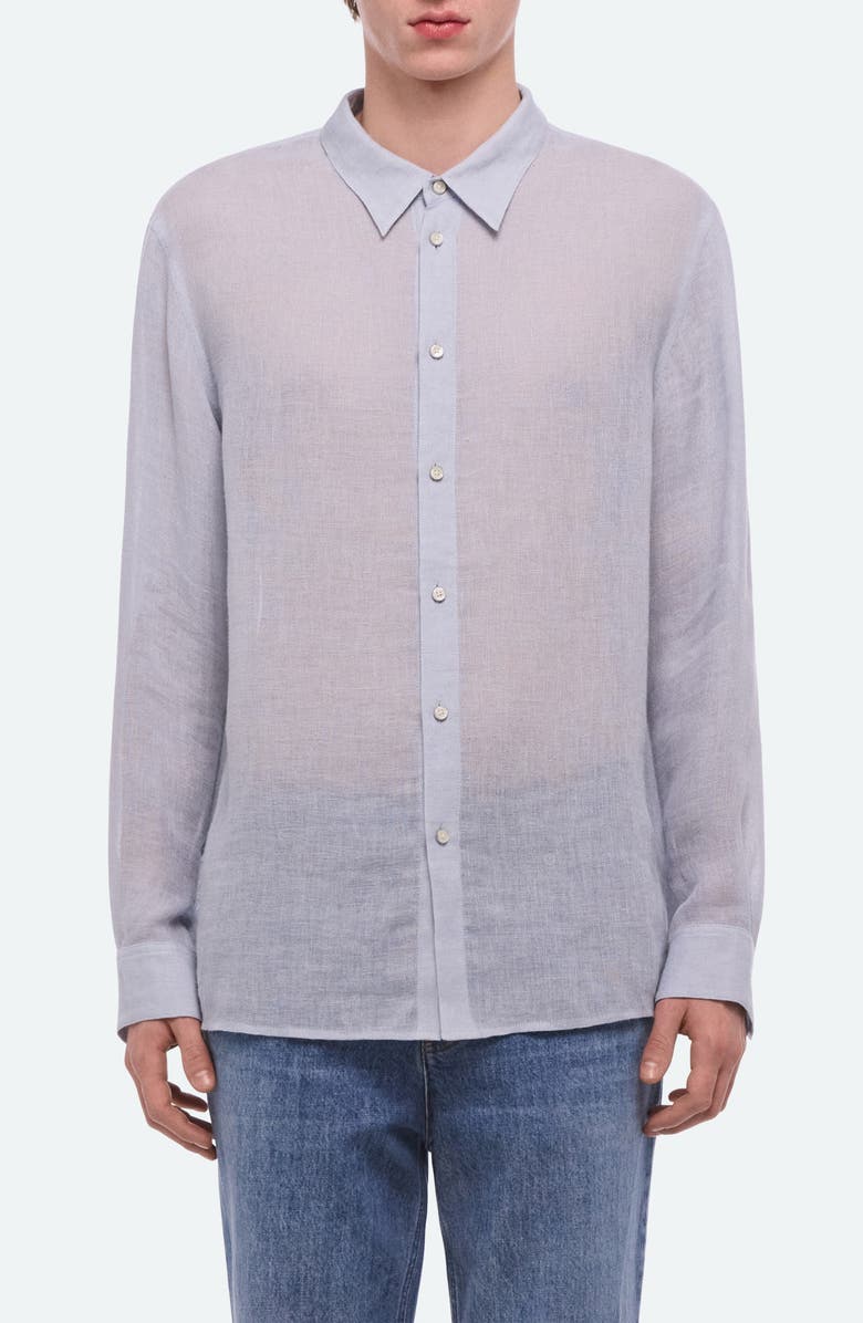 Helmut Lang Relaxed Fit Linen Gauze Button-Up Shirt, Main, color, Pacific
