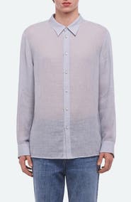 Helmut Lang Relaxed Fit Linen Gauze Button-Up Shirt