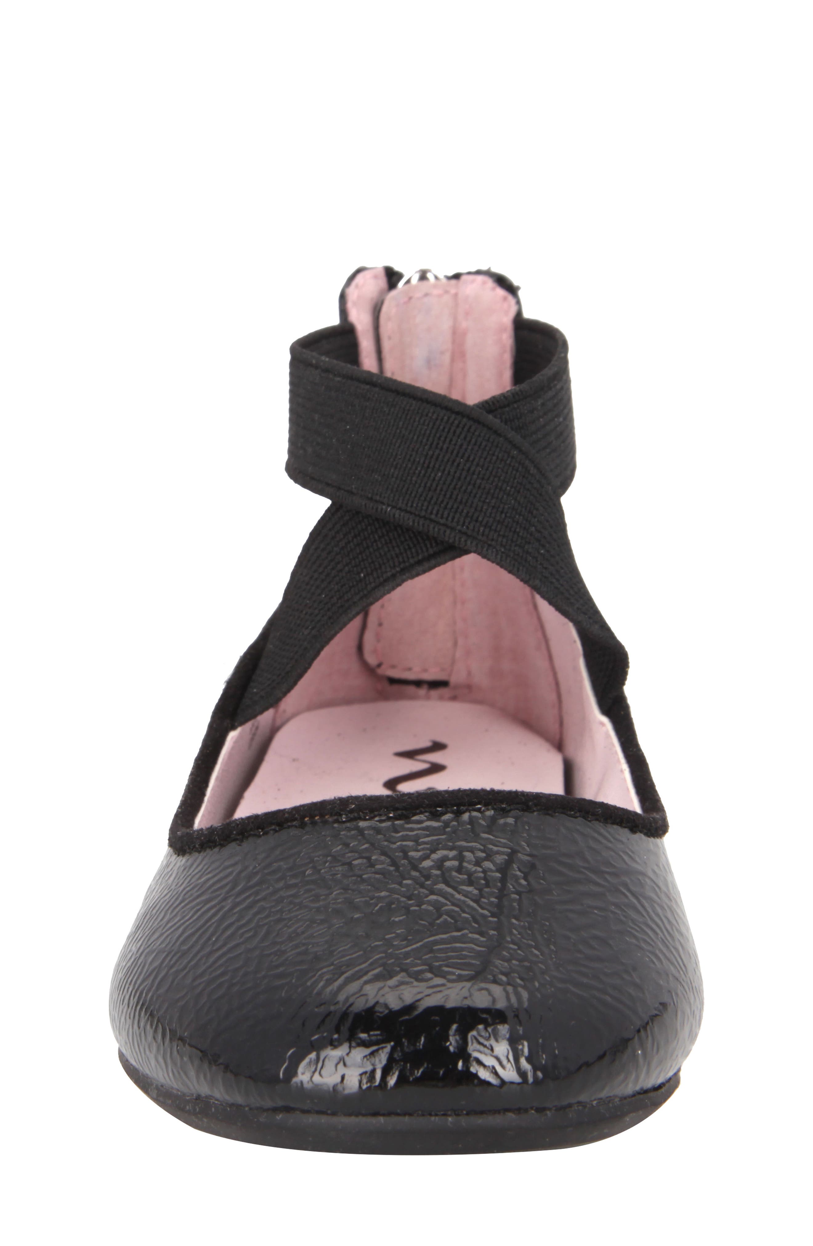 Nina Marissa Cross Strap Flat, Alternate, color, Black Faux Patent