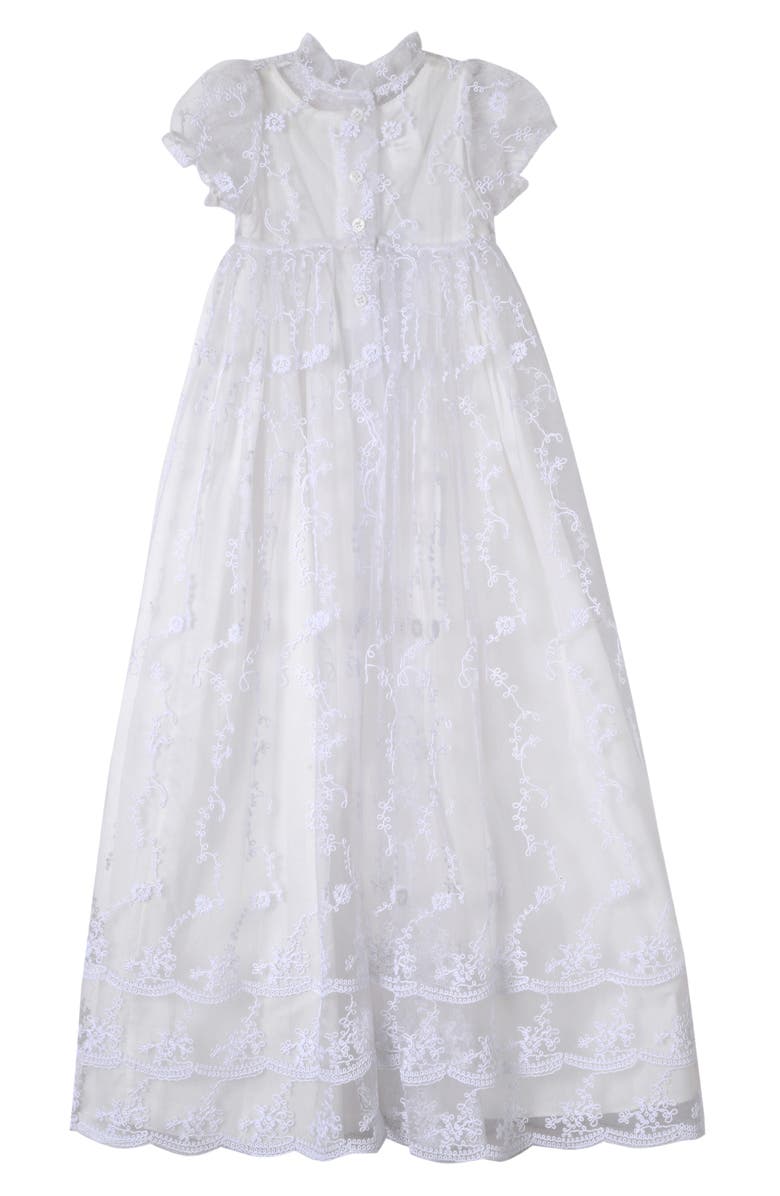 Laura Ashley Embroidered Gown with Bonnet, Alternate, color, 