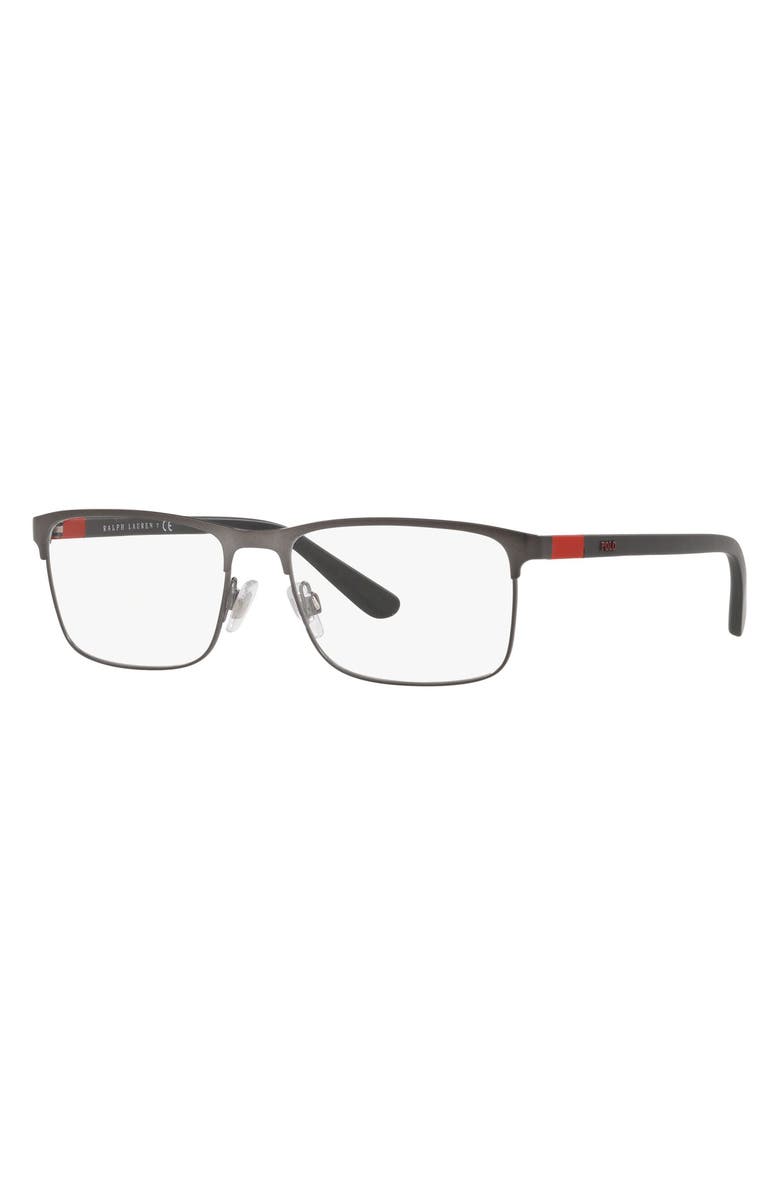 Polo Ralph Lauren 56mm Rectangular Optical Glasses, Alternate, color, Dark Gunmetal