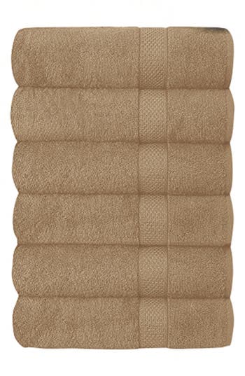 J&v Textiles J And V Textiles Set Of 6 Plush Towels In Brown
