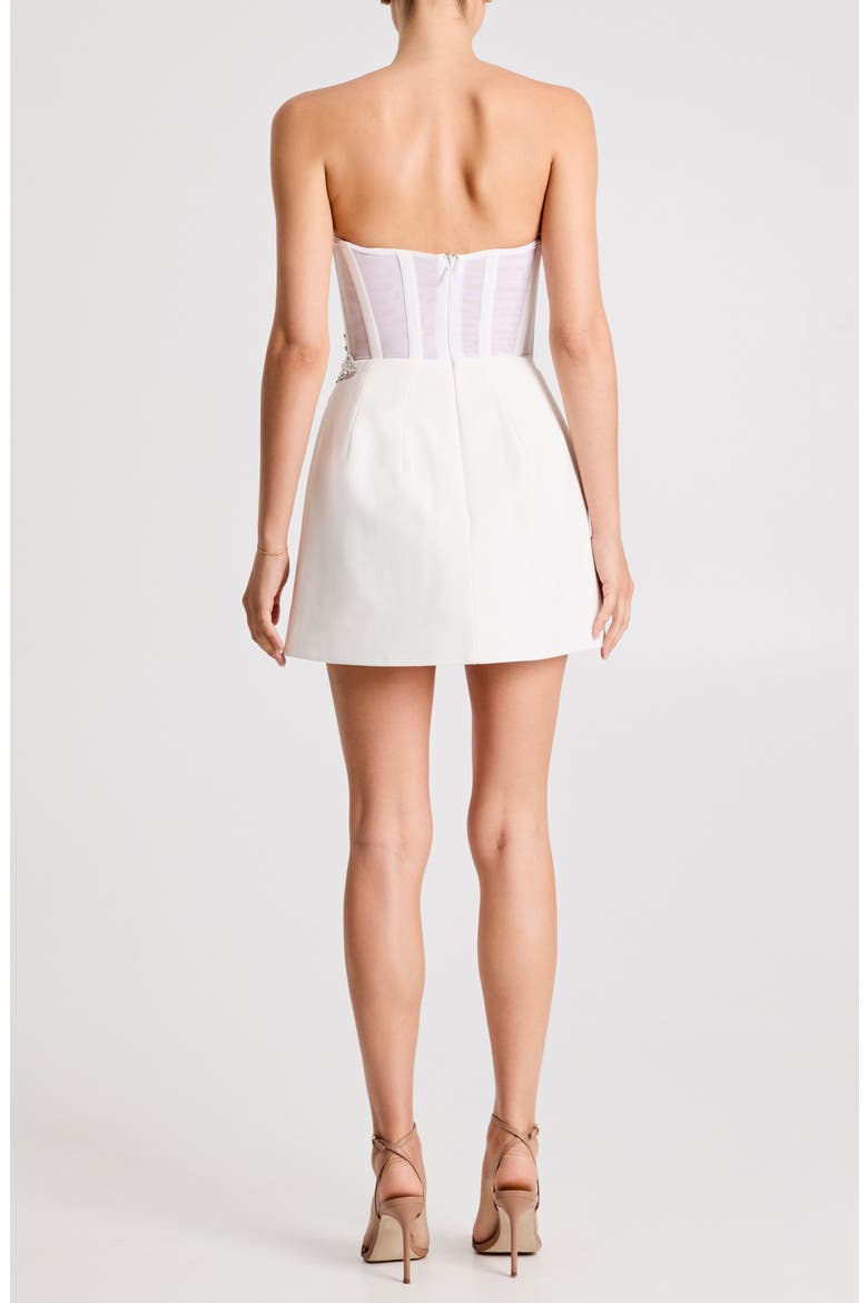 Trisha Sequin Strapless Minidress, Alternate, color, OFF WHITE