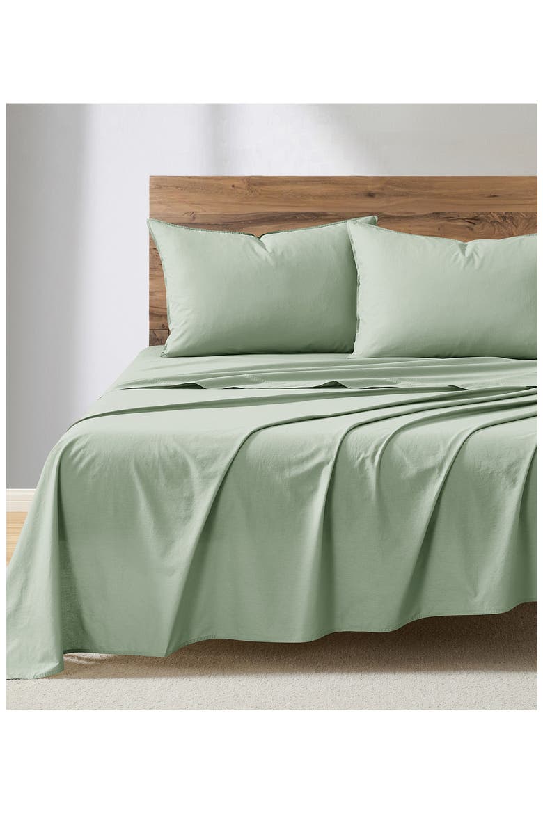 Vintage Washed Cotton Sheet Set, Alternate, color, GREEN