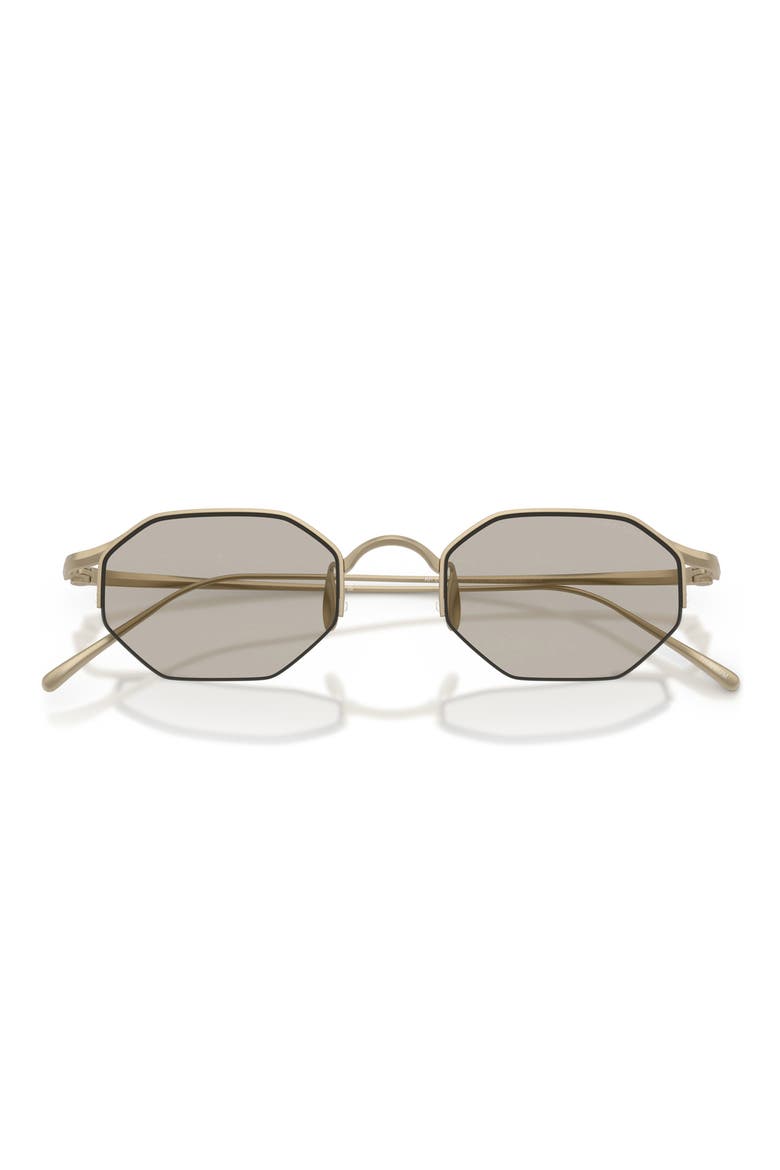 49mm Rectangular Sunglasses, Alternate, color, MATTE SOFT GOLD / LIGHT BROWN
