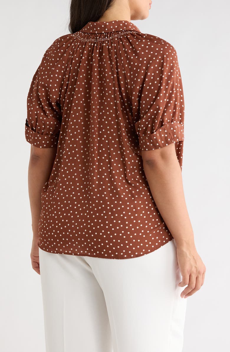 MAX STUDIO Puff Sleeve Top, Alternate, color, Chestnut/ Ivory Polka Dot
