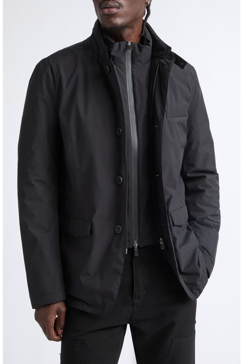 Waterproof Down & Feather Fill Sport Coat with Removable Liner, Main, color, 9300 BLACK