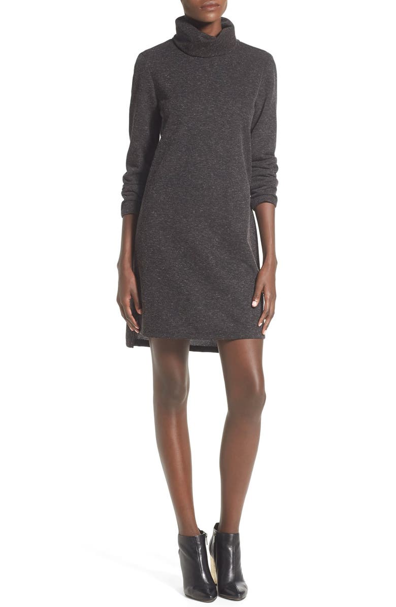 WAYF Rib Knit Turtleneck Shift Dress, Main, color, 