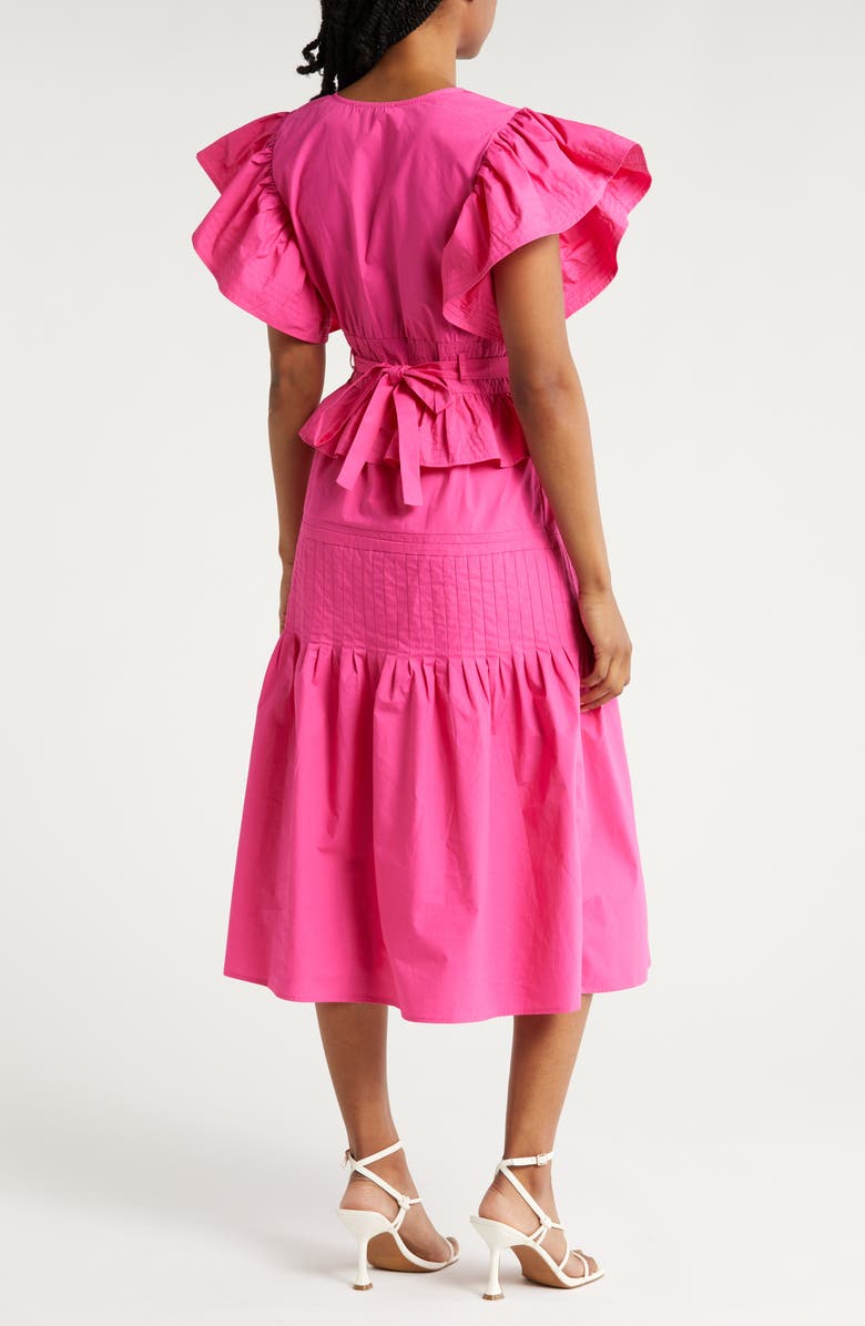 WISHLIST Tiered Ruffle Midi Dress, Alternate, color, Fuschia