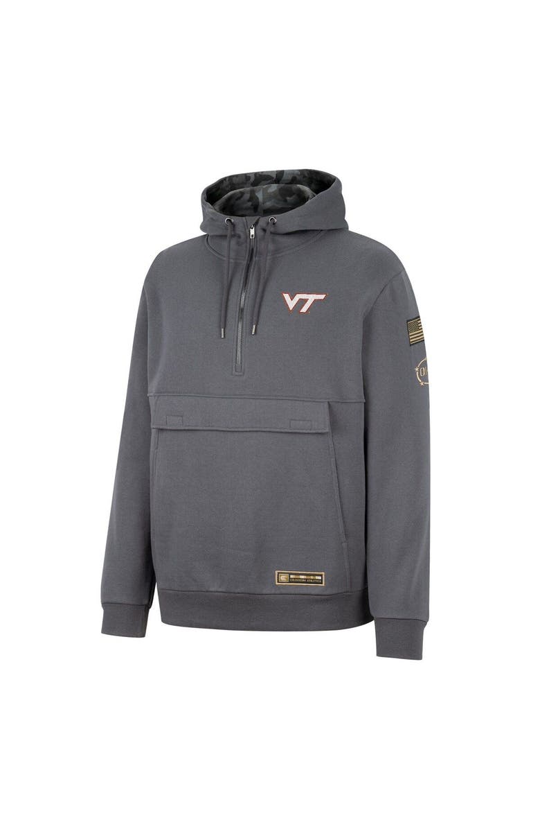 COLOSSEUM Men's Colosseum Charcoal Virginia Tech Hokies OHT Military Appreciation Quarter-Zip Hoodie, Alternate, color, 