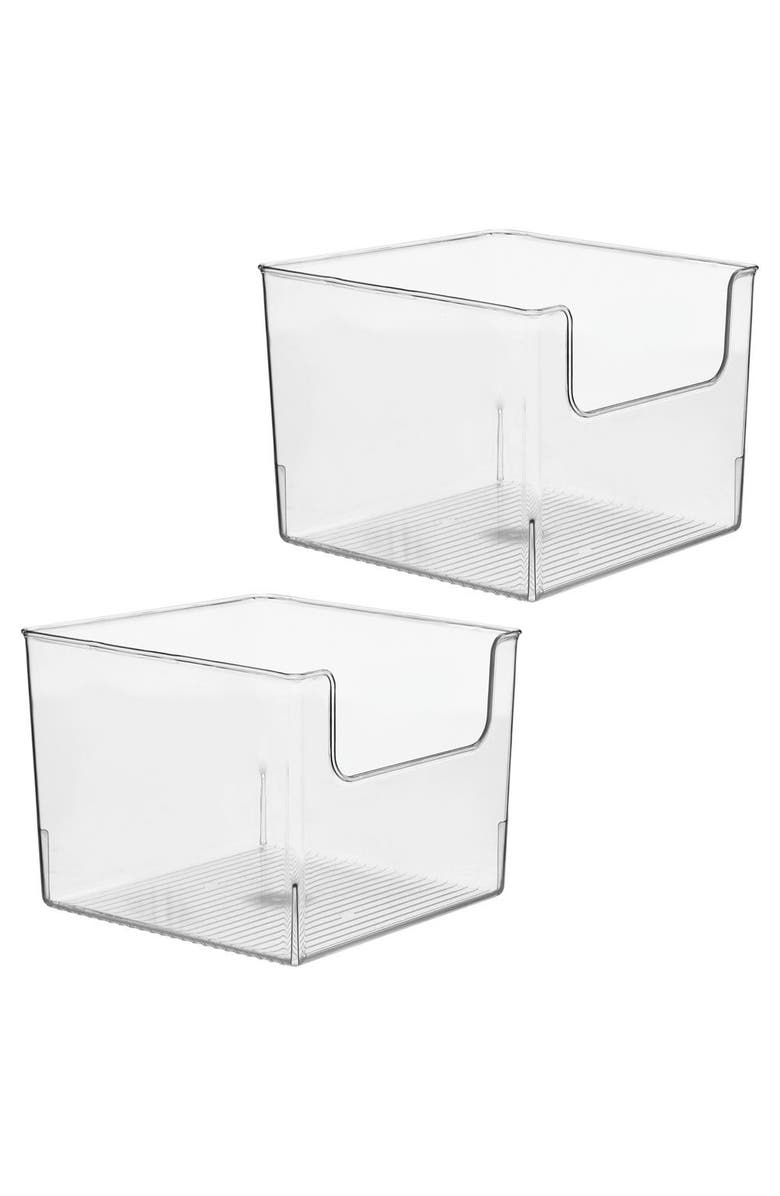 iDesign Open-Front Storage Bin for Kitchen, Pantry, Bathroom, Office, Set of 2, Clear, Main, color, Clear