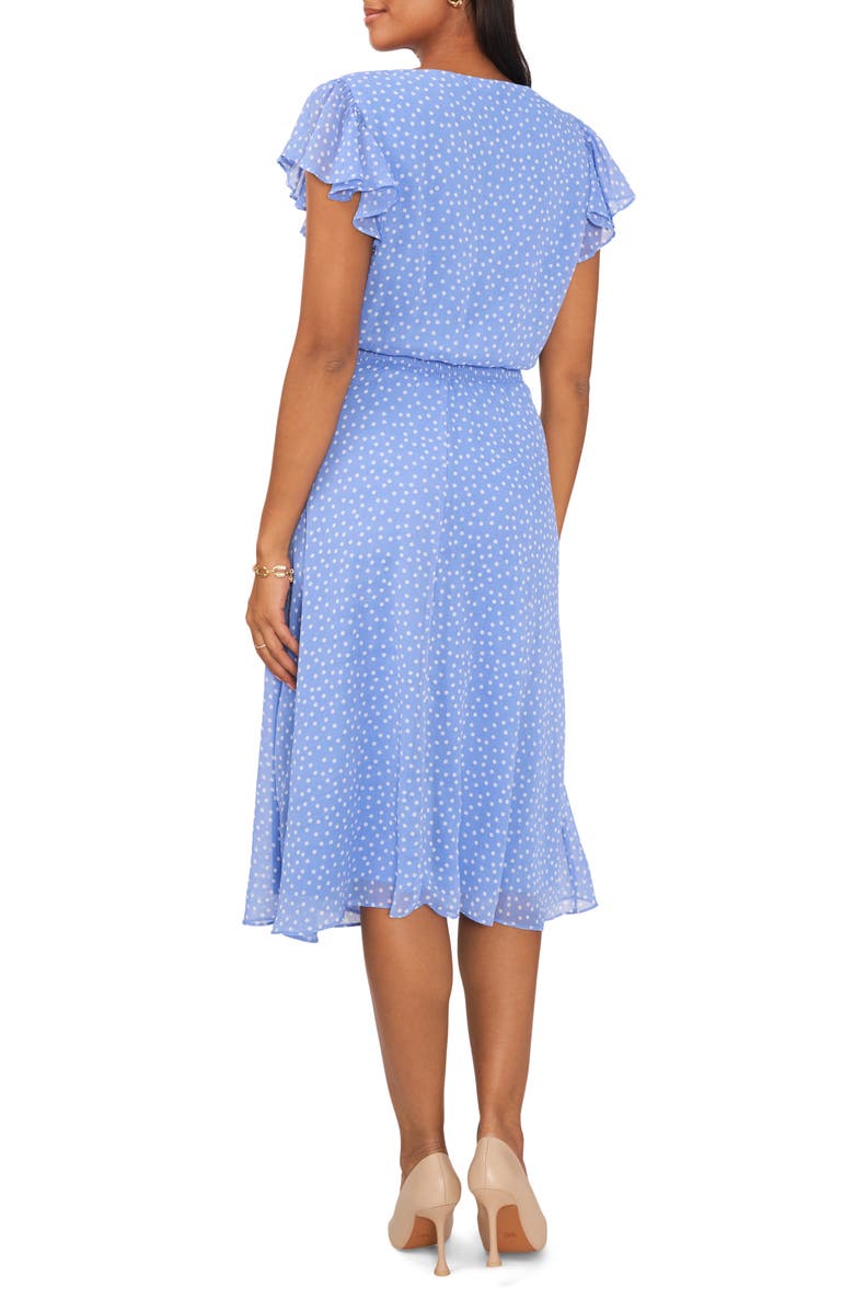 Chaus Polka Dot Smocked Waist Chiffon Midi Dress, Alternate, color,