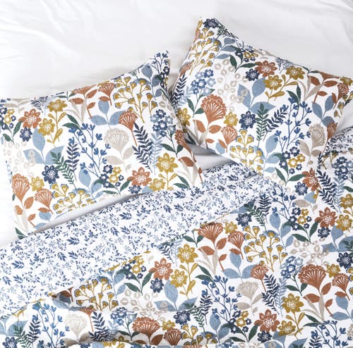 Carol & Frank Delilah Spring Floral Cotton Quilt Set In Blue