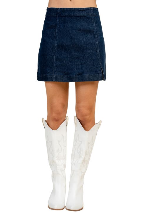 Denim Side Slit Miniskirt
