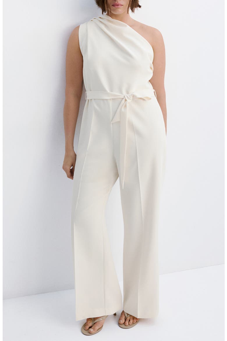 Tie Waist One-Shoulder Jumpsuit, Main, color, OFF WHITE