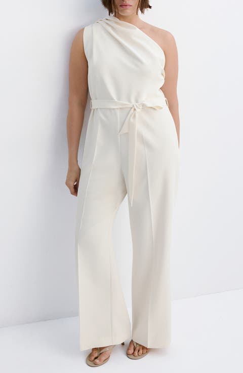 Tie Waist One-Shoulder Jumpsuit