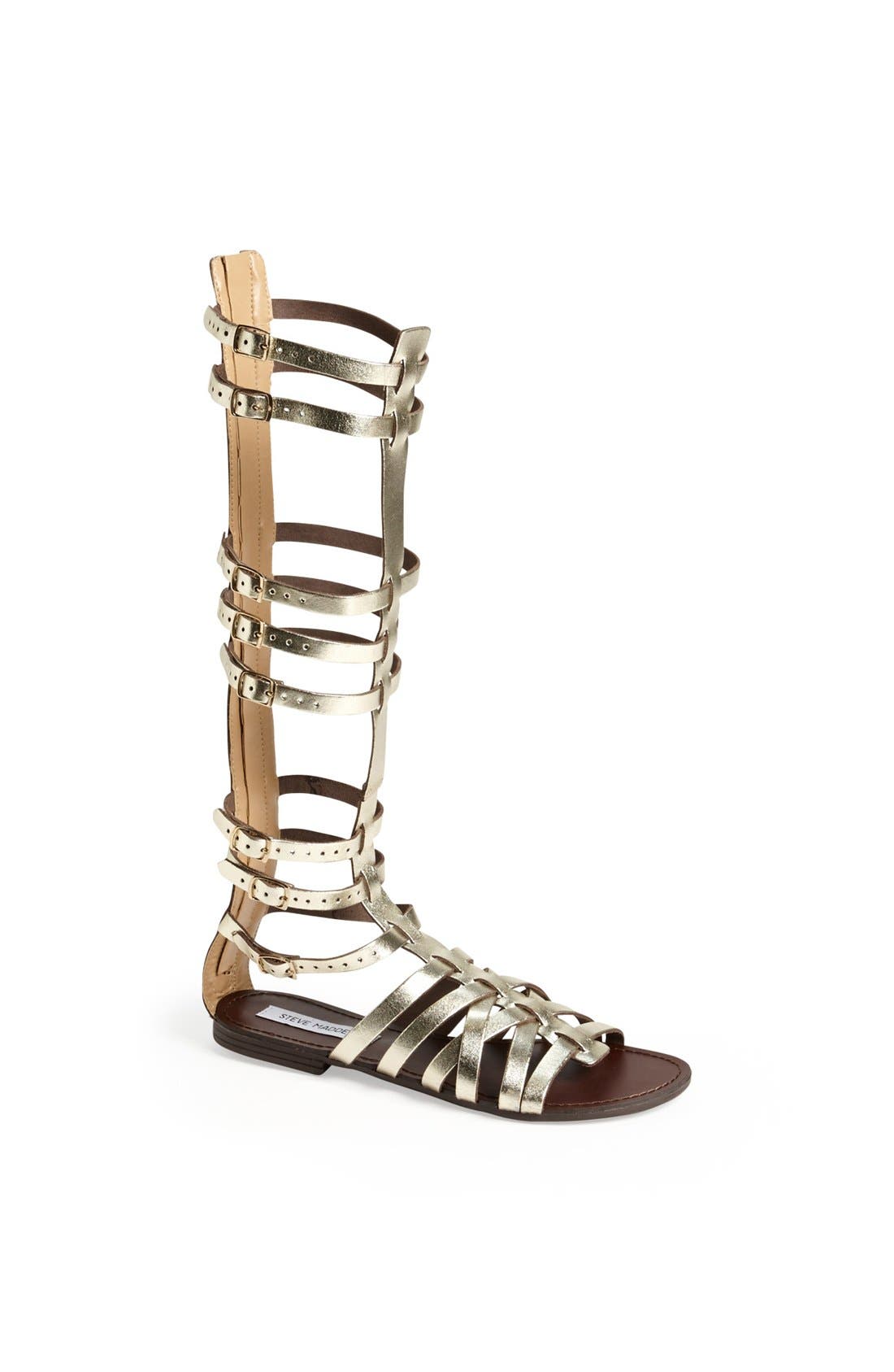 'Sparta' Sandal, Main, color, PLATINUM LEATHER