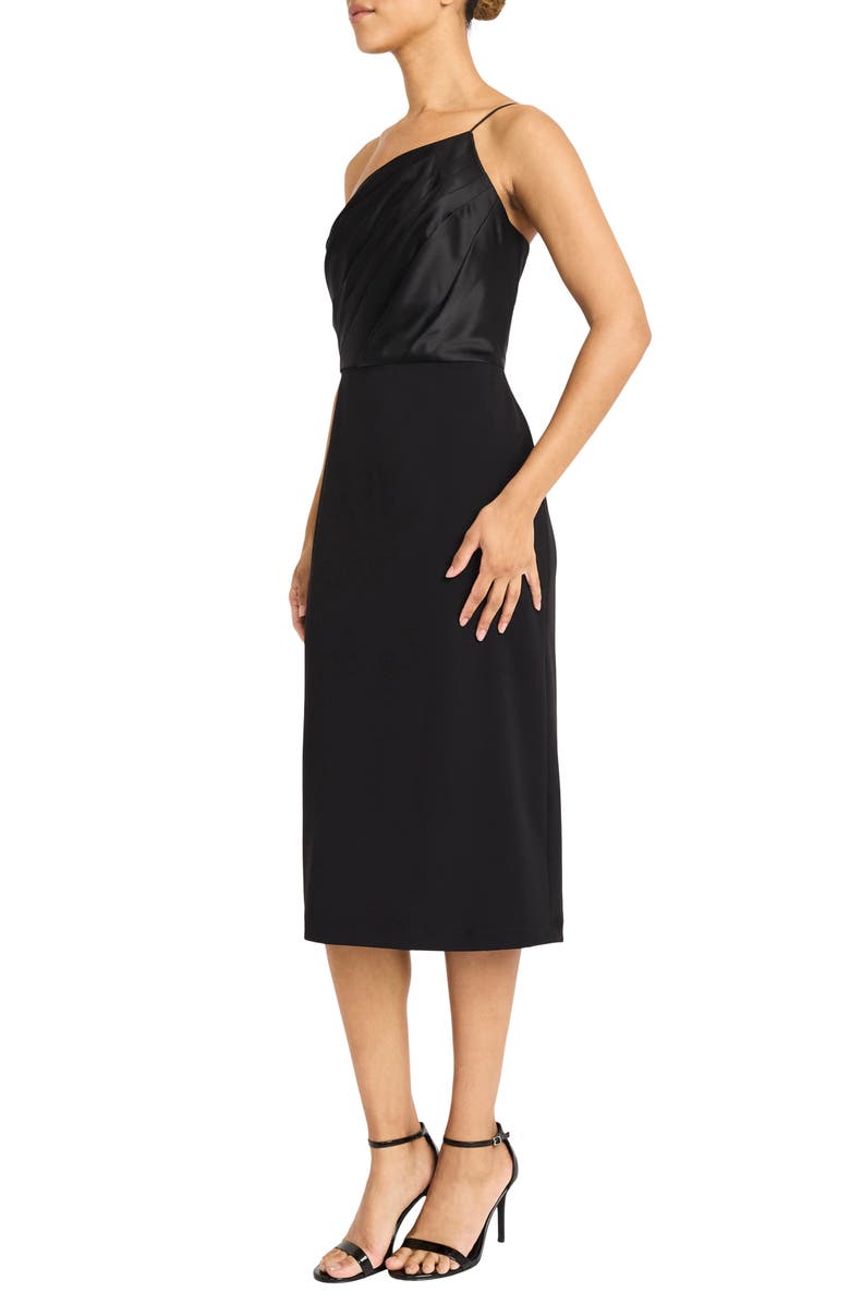 Maggy London Asymmetrical Sheath, Alternate, color, Black