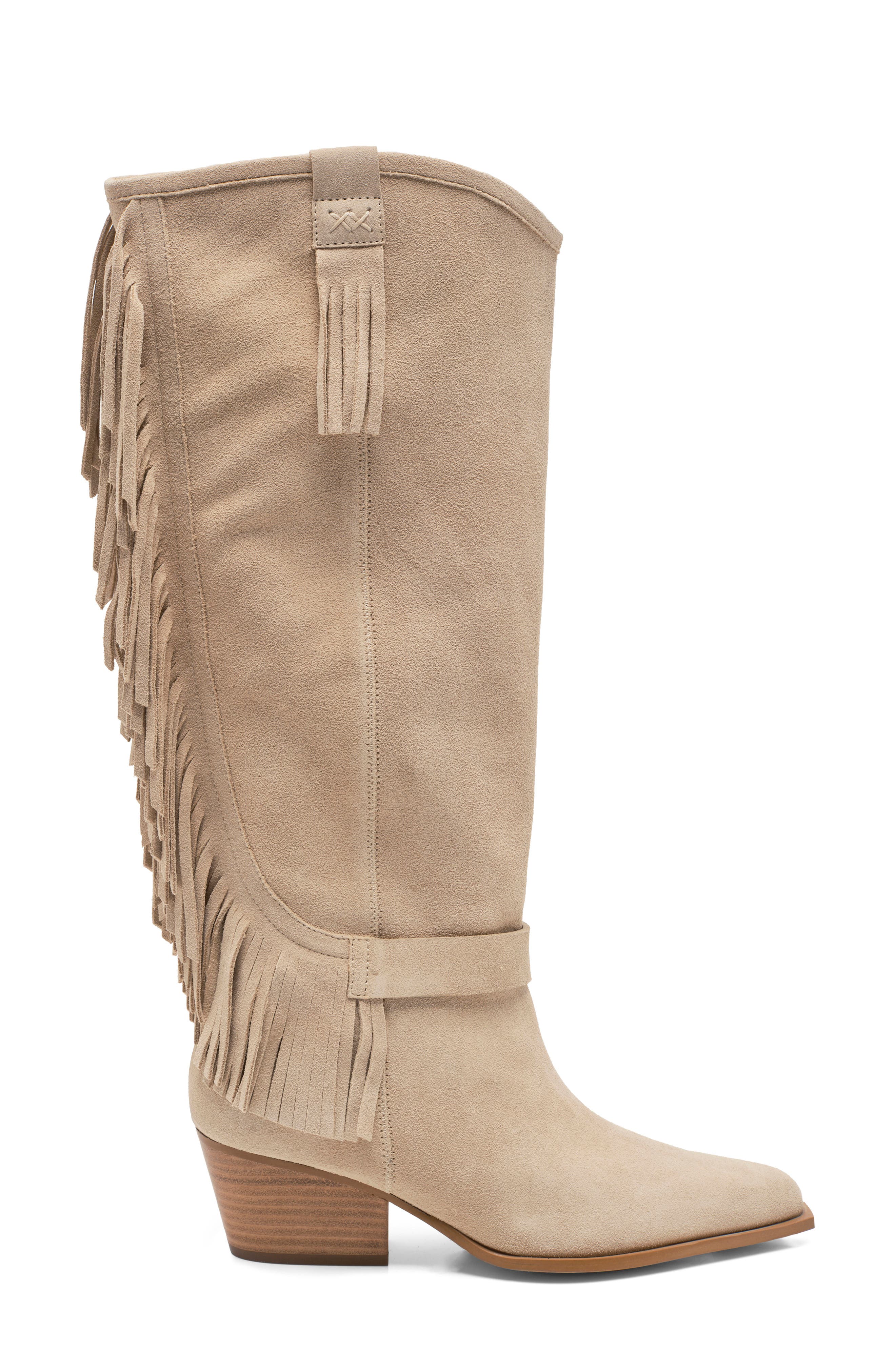Faith Fringe Western Boot, Alternate, color, SUNSTONE SAND SUEDE