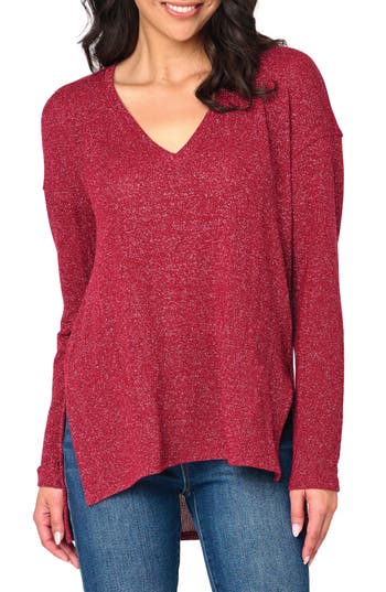 Gibsonlook V-neck High-low Tunic In Red