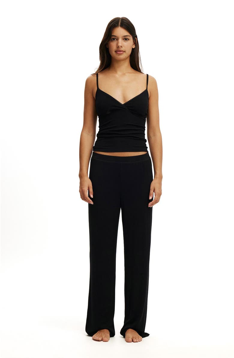 COTTON ON BODY Women's Airy Soft Triangle Cami, Alternate, color, Ribbed Black