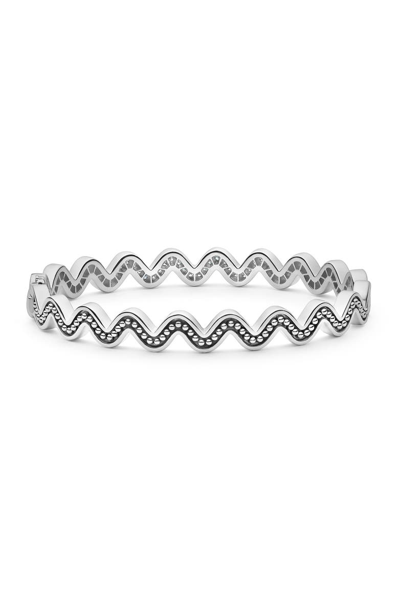 Caviar Spark Diamond Wave Bangle, Alternate, color, SILVER