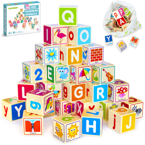 Wooden Alphabet Blocks & Puzzle Board Set