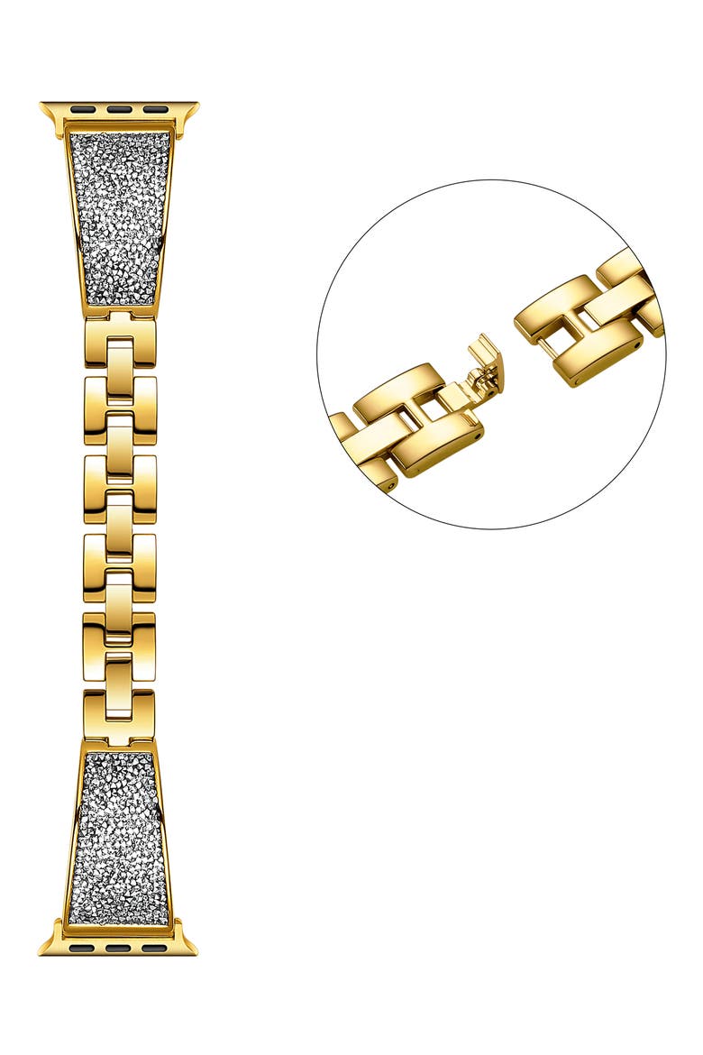 Crystal Apple Watch® SE & Series 7/6/5/4/3/2/1 Bracelet Watchband, Alternate, color, YELLOW GOLD