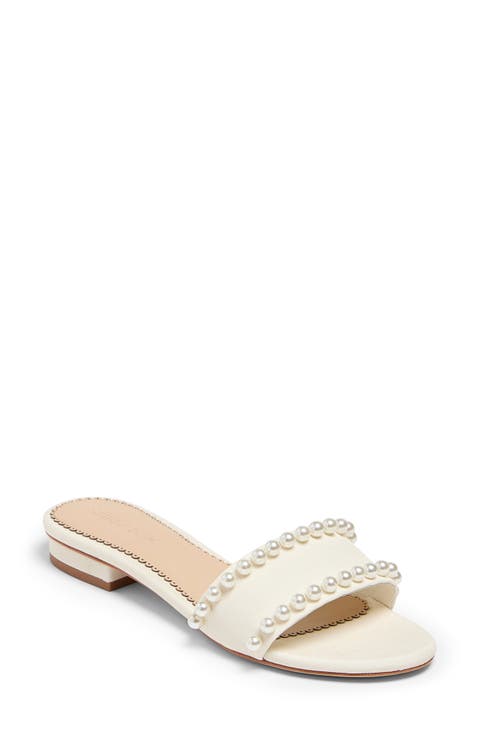 Finley Pearly Embellished Slide Sandal (Women)