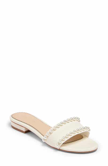 Cinq à Sept Finley Pearly Embellished Slide Sandal