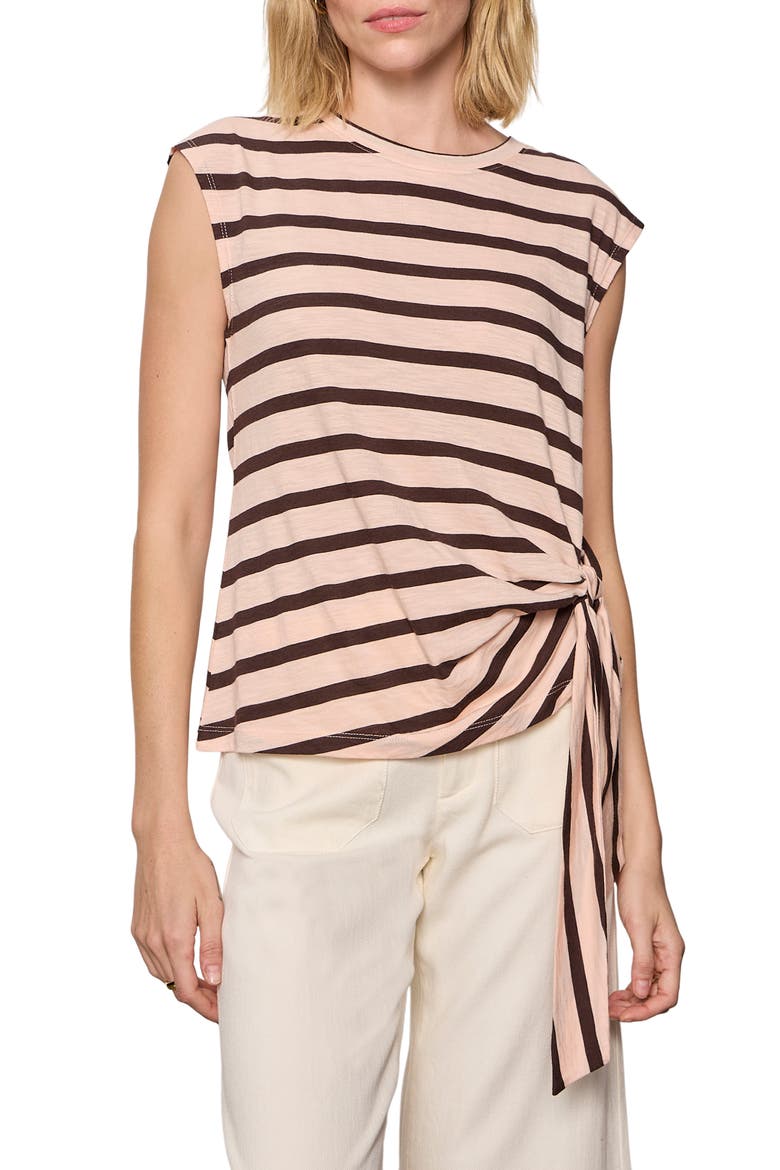 Side Tie Organic Cotton Blend T-Shirt, Alternate, color, BLEACHED PINK/ RICH SOIL