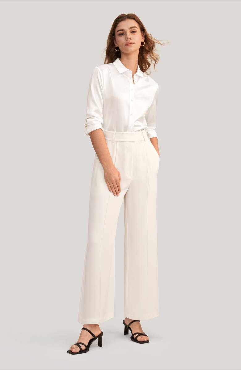 Lilysilk Classic Pearl Button Silk Shirt, Alternate, color, Natural White