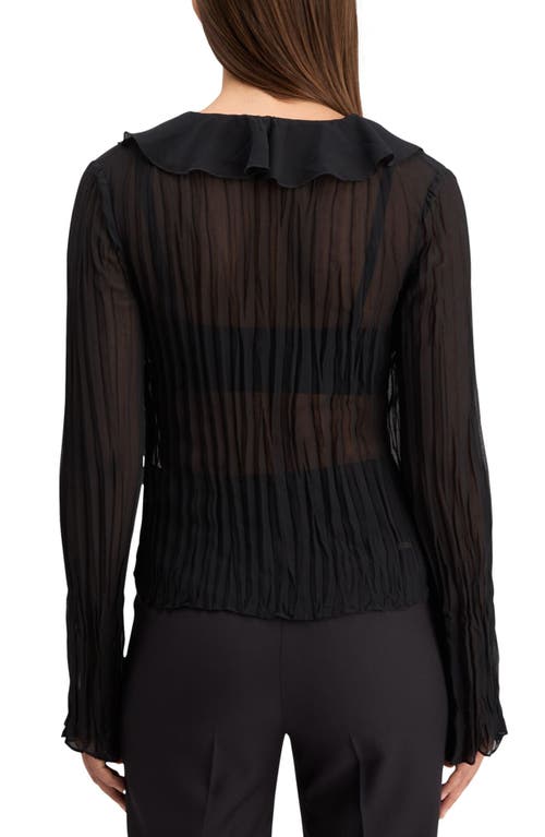Scotch & Soda Ruffle Pleated Top In Evening Black