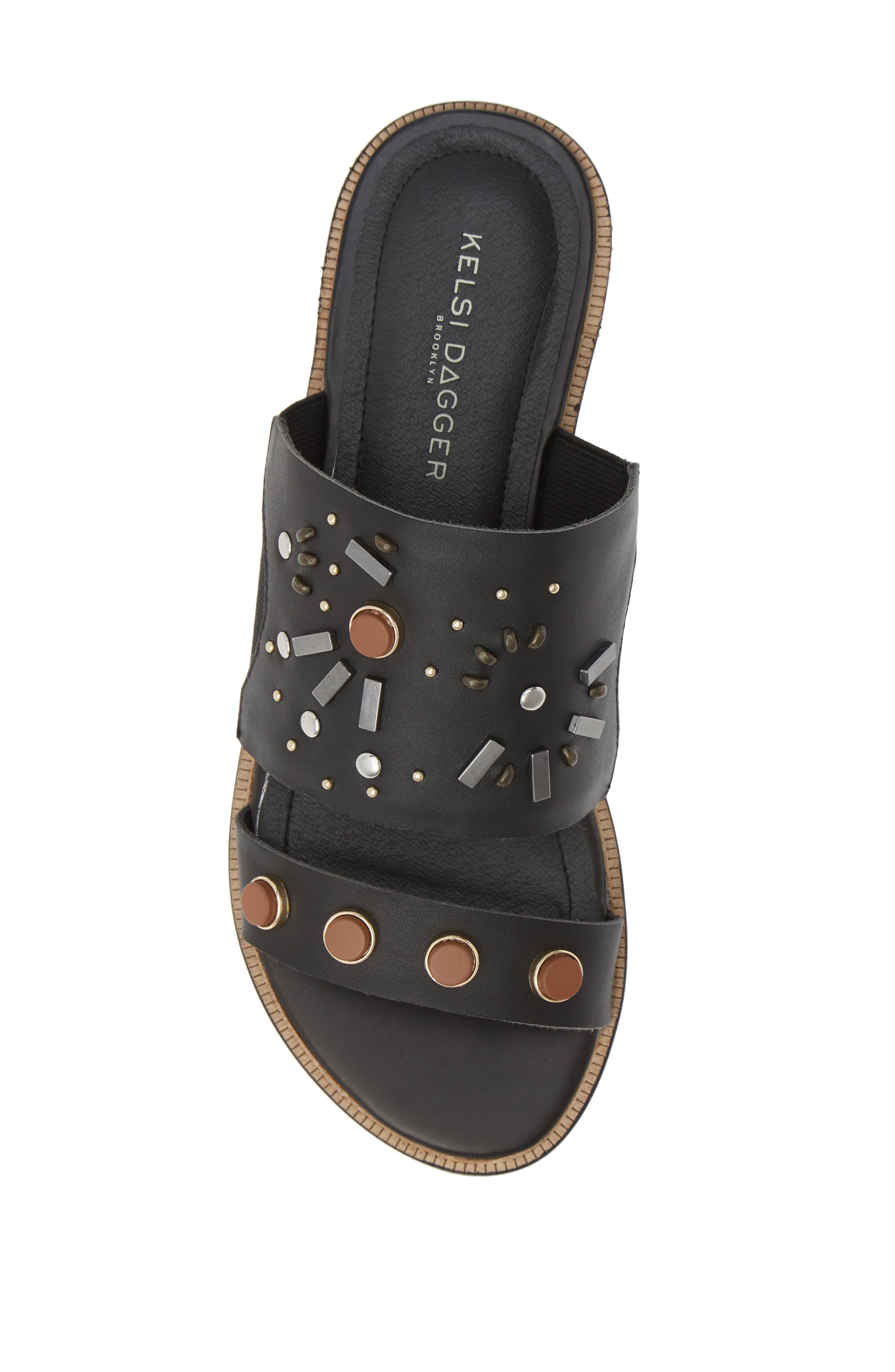 Kelsi Dagger Brooklyn Raven Embellished Slide Sandal, Alternate, color, Black