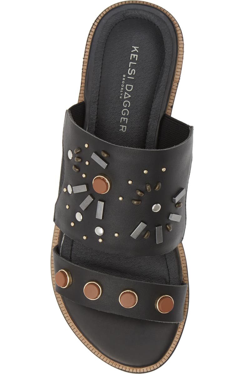 Kelsi Dagger Brooklyn Raven Embellished Slide Sandal, Alternate, color, Black