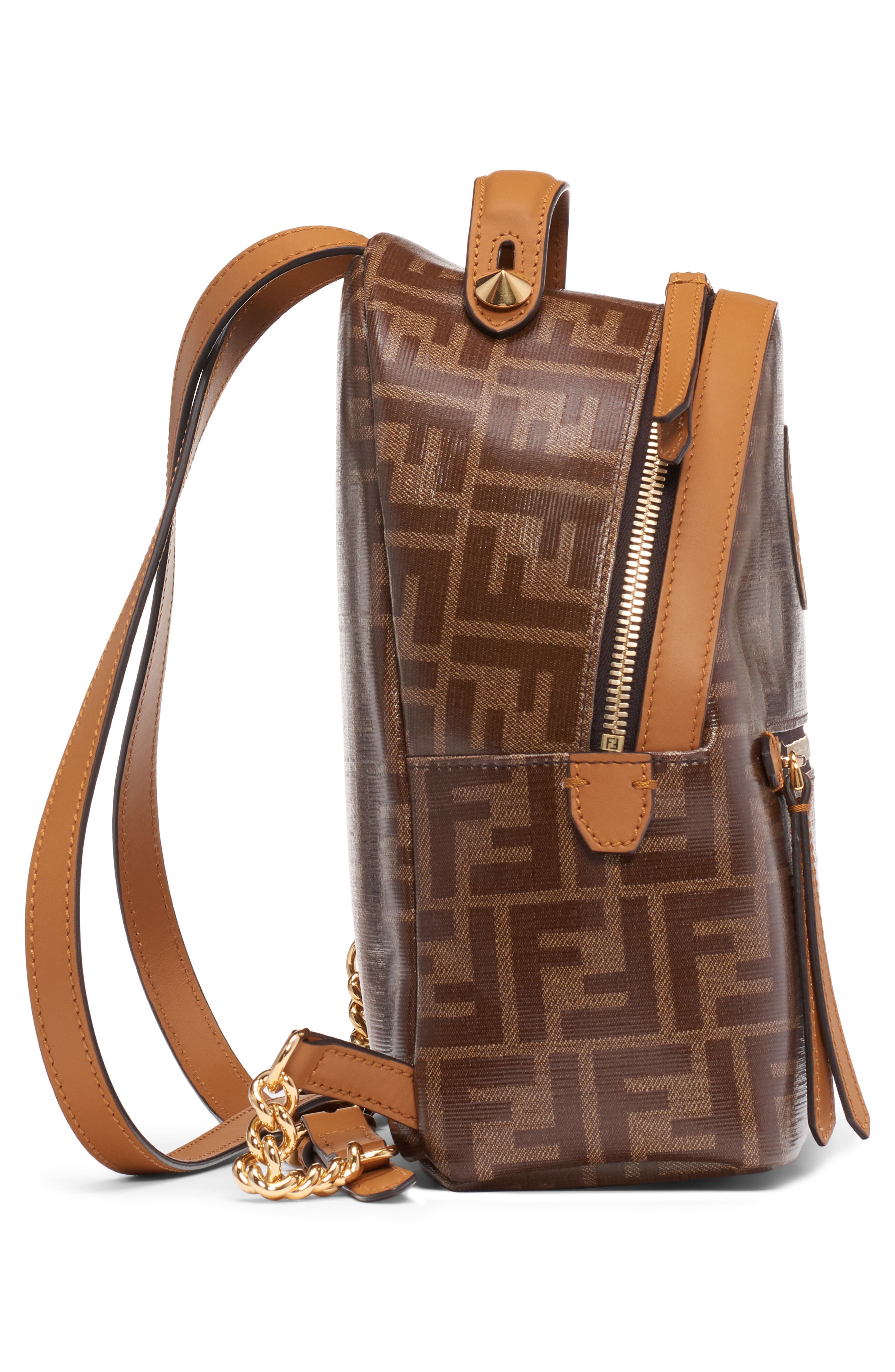 Fendi Mini Logo Backpack, Alternate, color, 