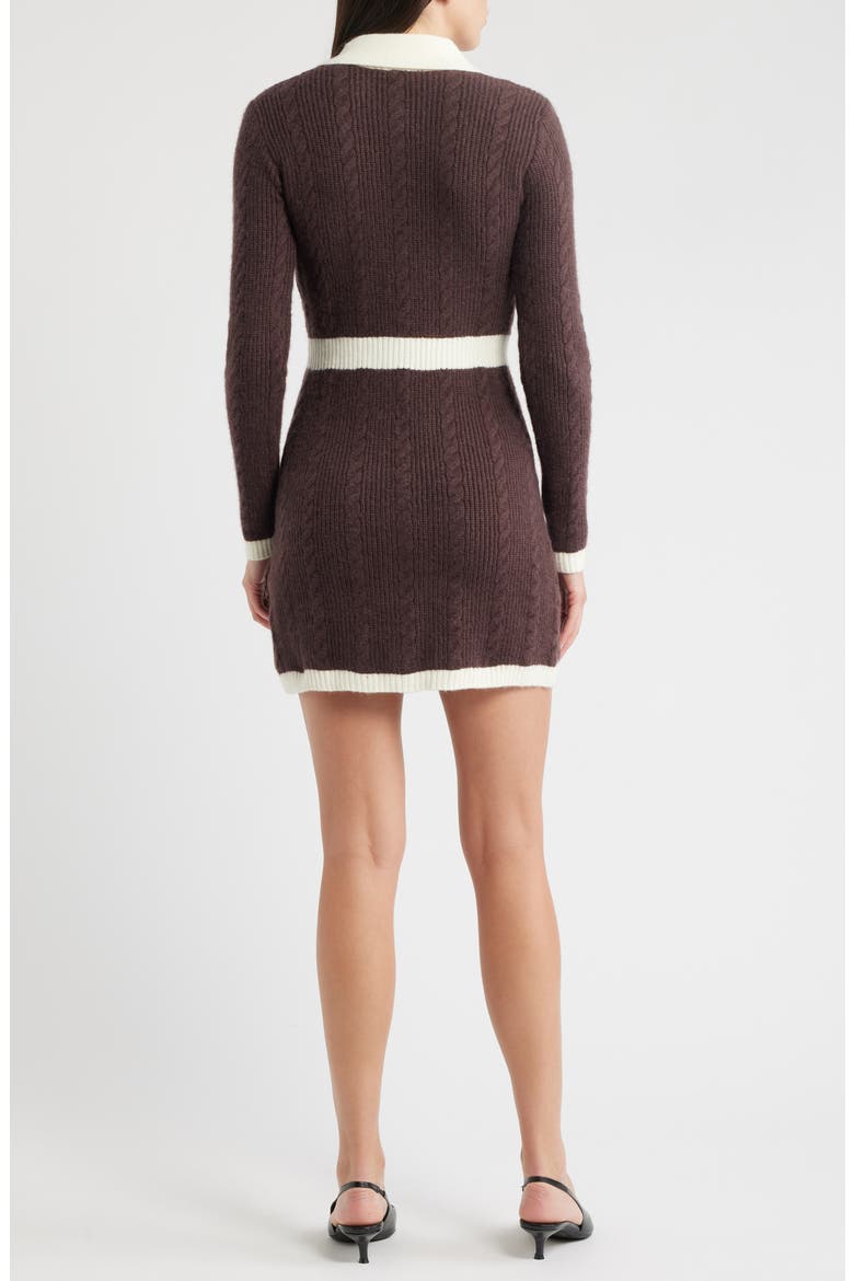Long Sleeve Cable Stitch Sweater Dress, Alternate, color, BROWN/ IVORY