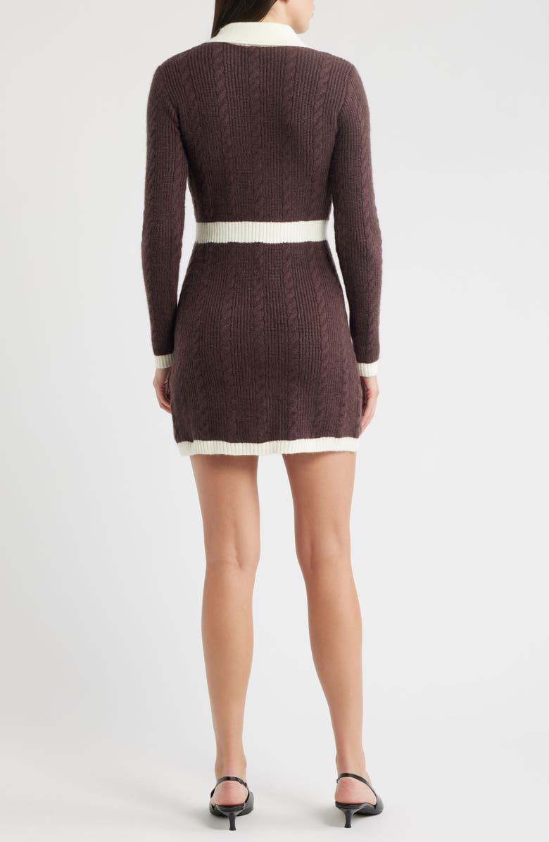 ZOE AND CLAIRE Long Sleeve Cable Stitch Sweater Dress, Alternate, color, Brown/ Ivory