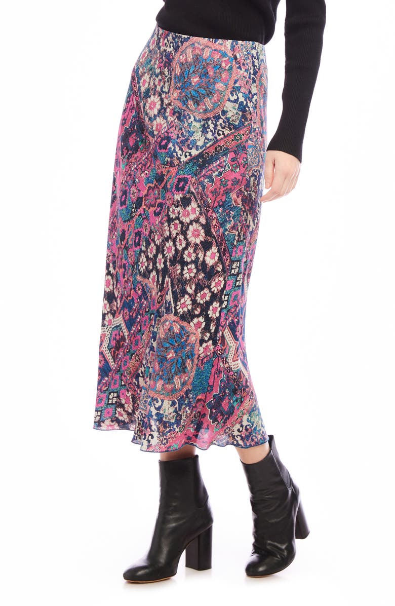 Karen Kane Print Bias Cut Midi Skirt, Alternate, color, 