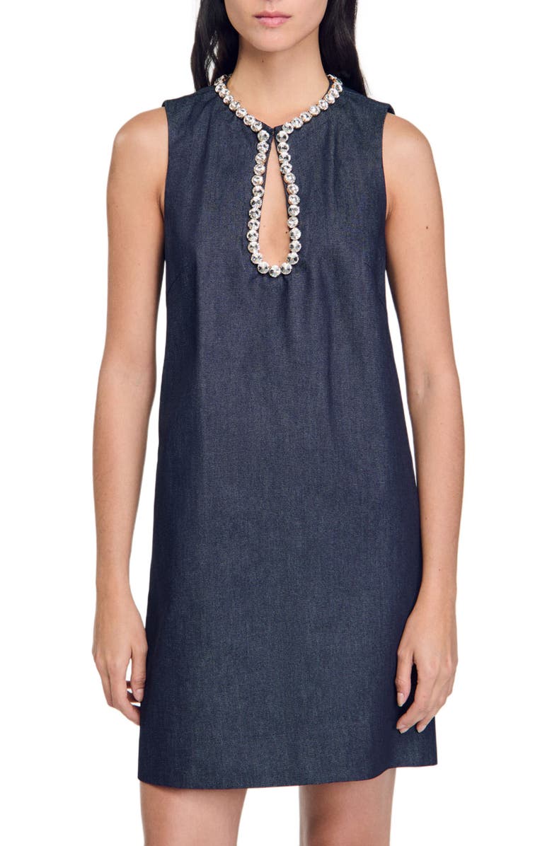 SANDRO Short rhinestone dress, Alternate, color, 